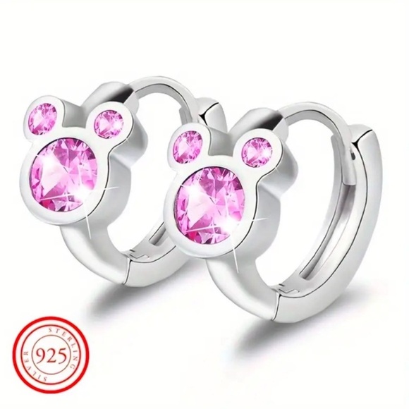 Mickey Mouse Sterling Silver Hypoallergenic Hoop Earrings - Picture 4 of 5